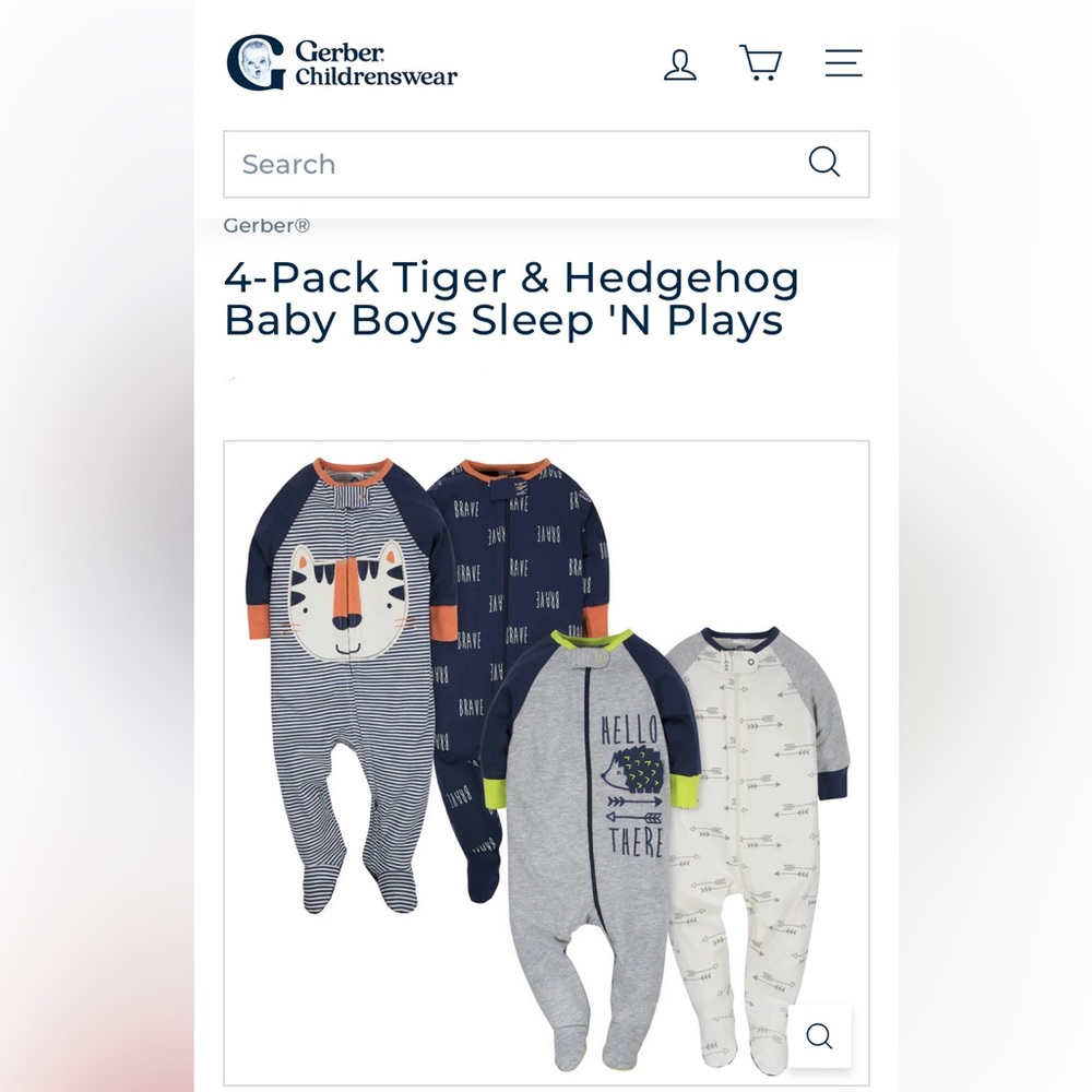 Gerber Baby Boys Sleep 'N Plays 4-Pack - Tiger & Hedgehog